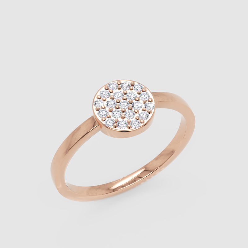Pav Diamond Cluster Ring With Slim Band - Seven