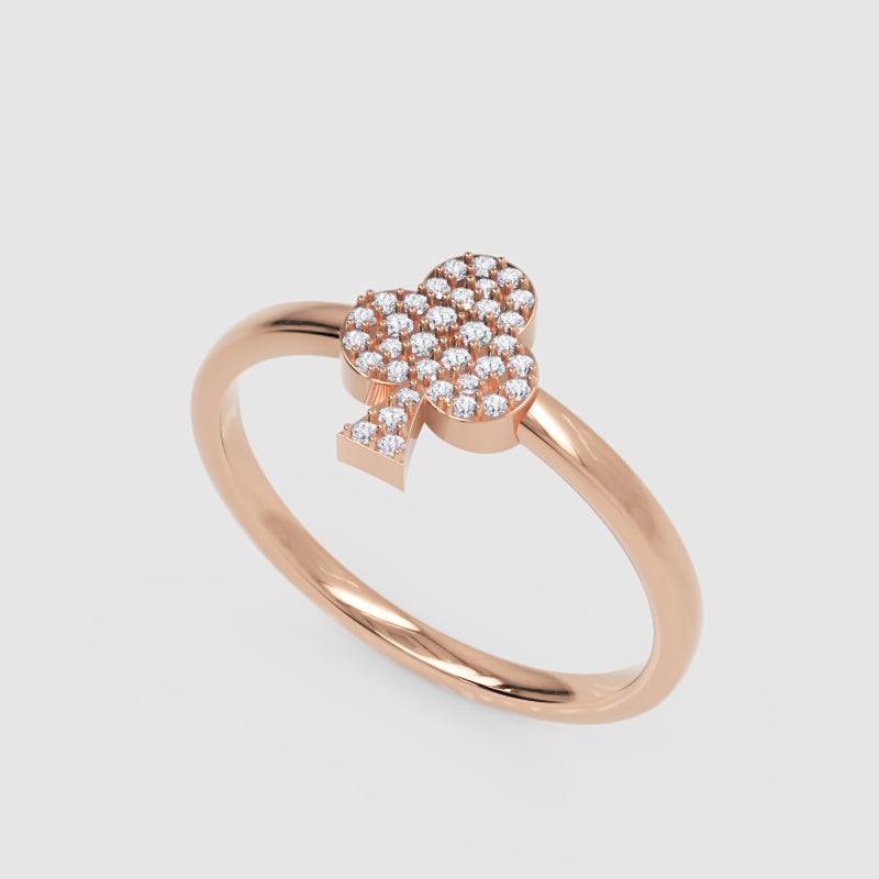 Pav Diamond Clover Stackable Ring - Seven
