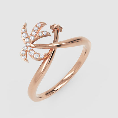 Diamond Star & Crescent Moon Ring In White Gold - Seven