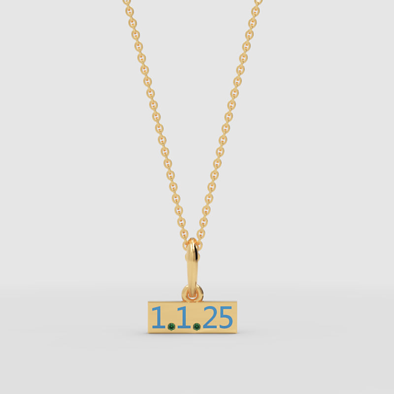Custom Date Bar Pendant Necklace With Diamond Accents - Six
