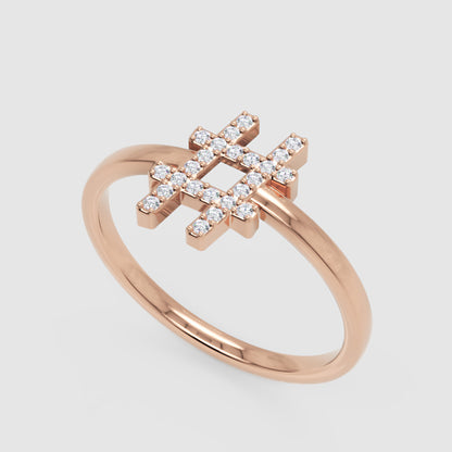 Diamond Hashtag Symbol Ring With Pav Stones - Seven
