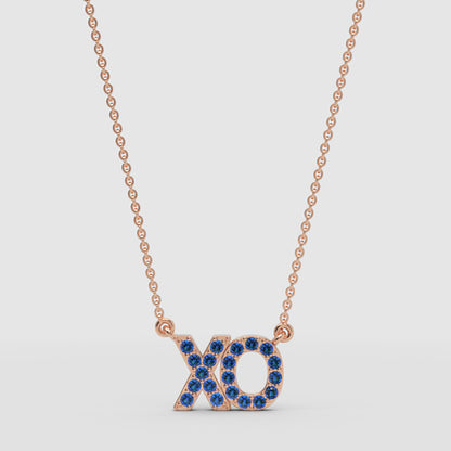 Blue Crystal Xo Pendant Necklace - Four