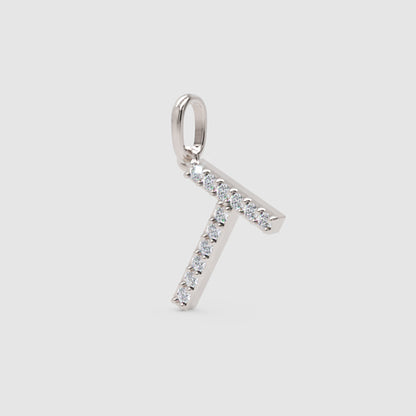 Rose Gold Diamond Letter T Initial Pendant Charm
