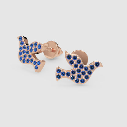 Blue Crystal Anchor Stud Earrings - Four