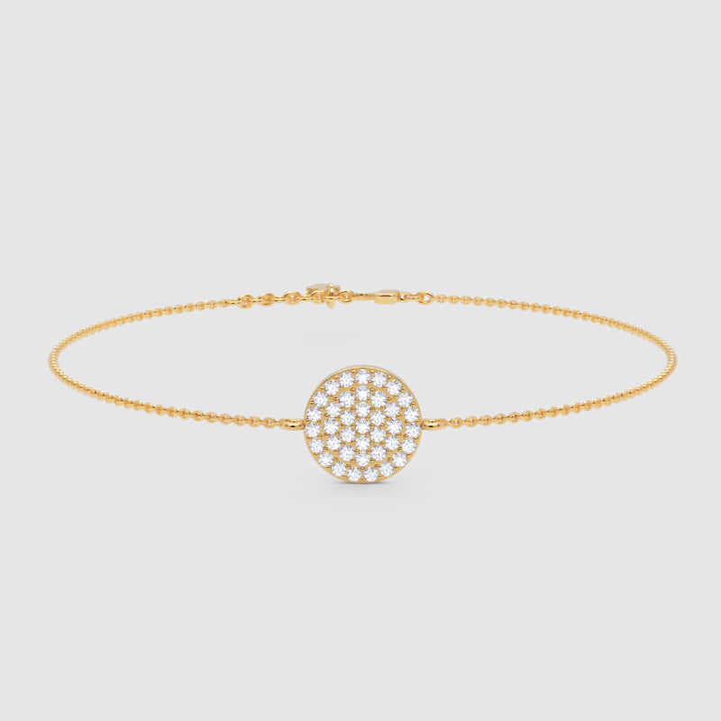 Pav Diamond Circle Disc Bracelet - Seven