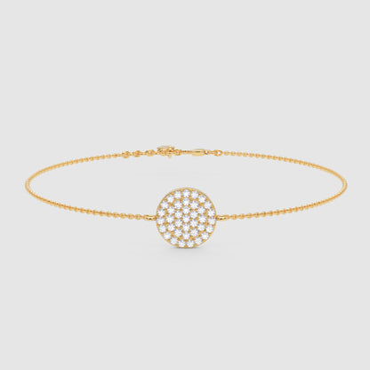 Pav Diamond Circle Disc Bracelet - Seven
