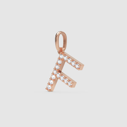 Rose Gold Diamond Letter F Initial Charm Pendant