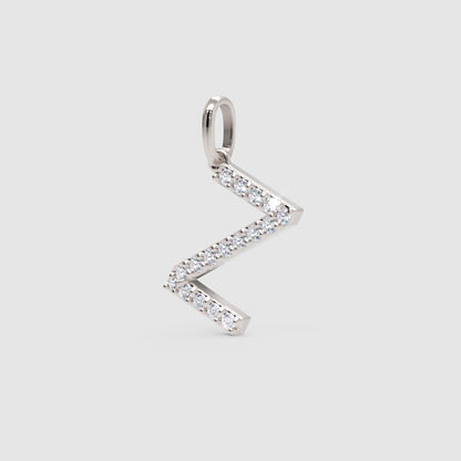 Rose Gold Diamond Letter Z Initial Pendant Charm