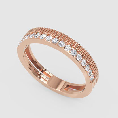 Gold Diamond Band Ring 4Mm – Minimal Textured Wedding Stackable Ring | Jebij - Seven