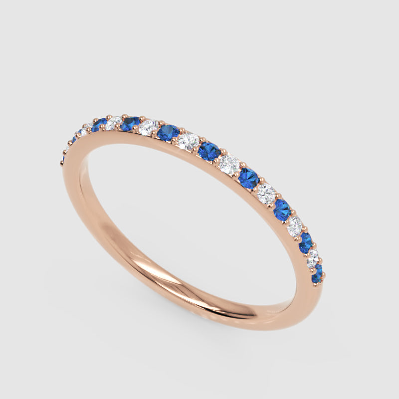 Sapphire And Diamond Alternating Stackable Band Ring - Seven