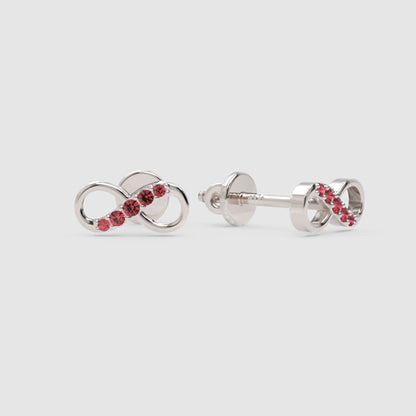Ruby Infinity Stud Earrings With Screw Back Closure - Four