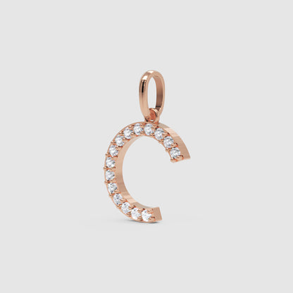 Rose Gold Diamond Letter C Initial Pendant Charm