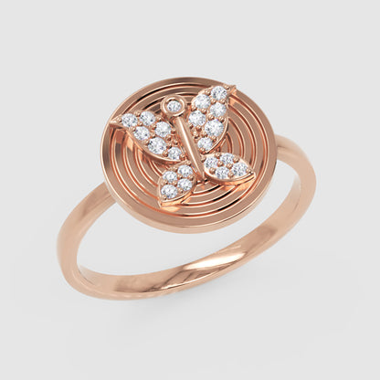 Butterfly Diamond Ring With Concentric Circle Design - Seven
