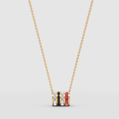 Multirow Diamond And Gemstone Bar Pendant Necklace - Four