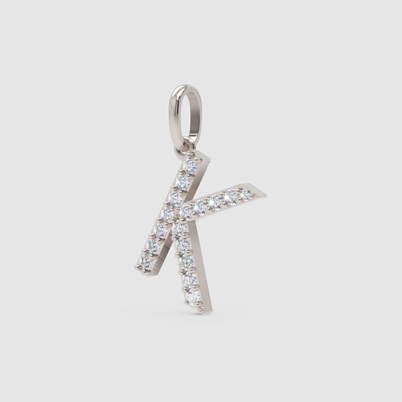 Rose Gold Diamond Letter K Initial Pendant Charm