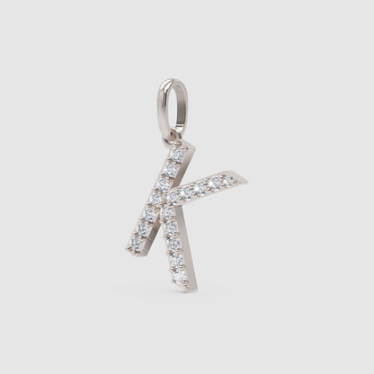 Rose Gold Diamond Letter K Initial Pendant Charm