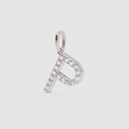 Rose Gold Diamond Letter P Initial Pendant Charm