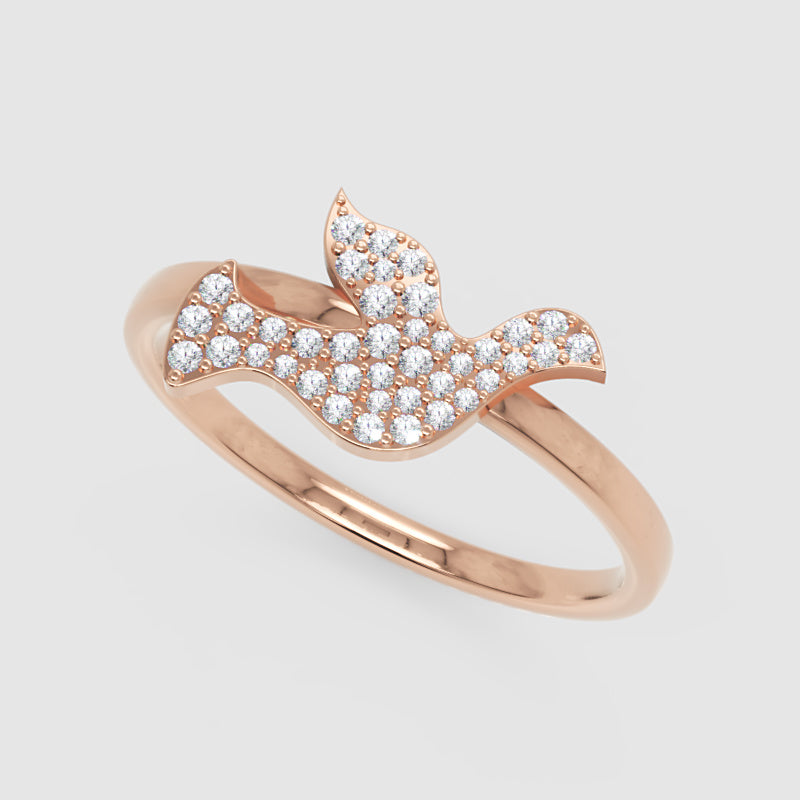 Pav Diamond Dove Bird Ring - Seven