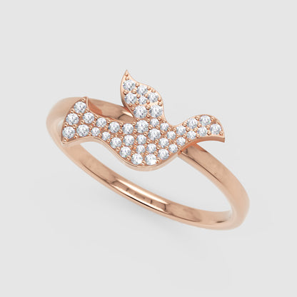 Pav Diamond Dove Bird Ring - Seven
