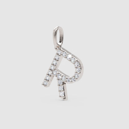 Rose Gold Diamond Letter R Initial Pendant Charm