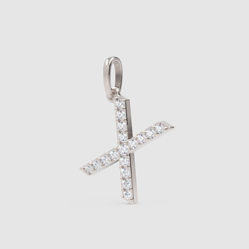 Rose Gold Diamond Letter X Initial Pendant Charm