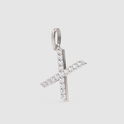Rose Gold Diamond Letter X Initial Pendant Charm