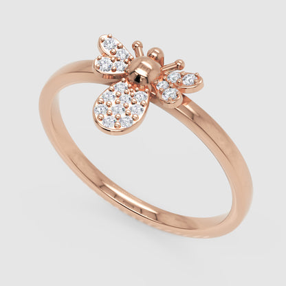 Dainty Bee Ring With Pav Crystal Wings And Body - Seven