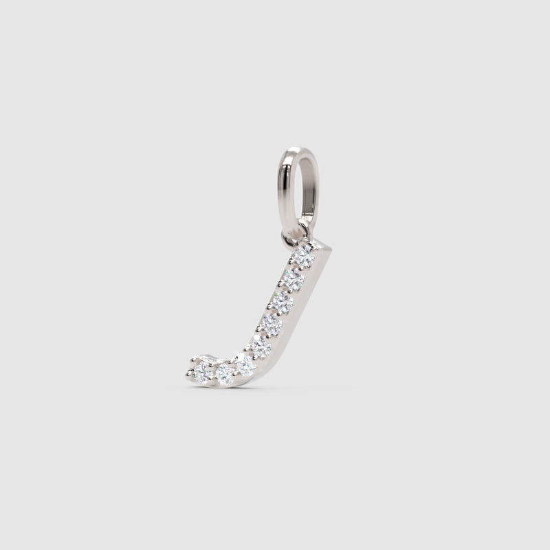 Rose Gold Diamond Letter J Initial Charm Pendant