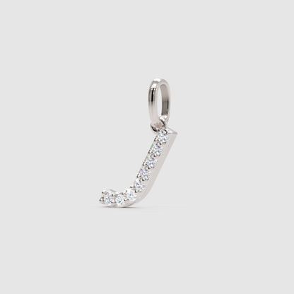 Rose Gold Diamond Letter J Initial Charm Pendant