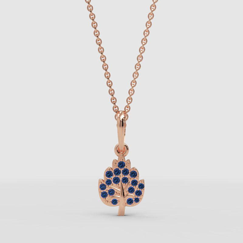Blue Sapphire Tree Of Life Pendant Necklace - Three
