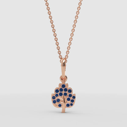 Blue Sapphire Tree Of Life Pendant Necklace - Three