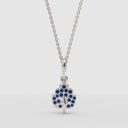 Blue Sapphire Tree Of Life Pendant Necklace - One