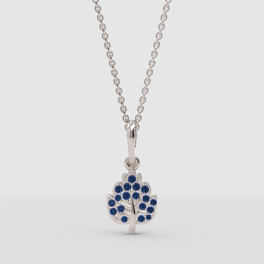 Blue Sapphire Tree Of Life Pendant Necklace - One
