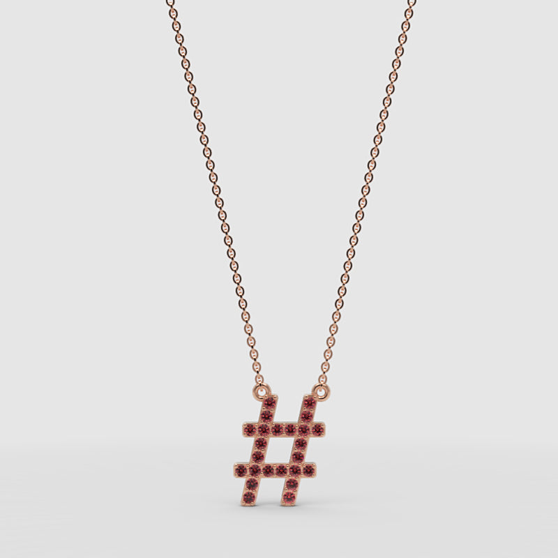 Ruby Hashtag Pendant Necklace With Chain - One