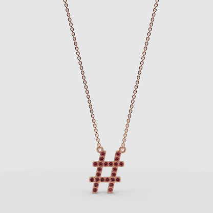 Ruby Hashtag Pendant Necklace With Chain - One