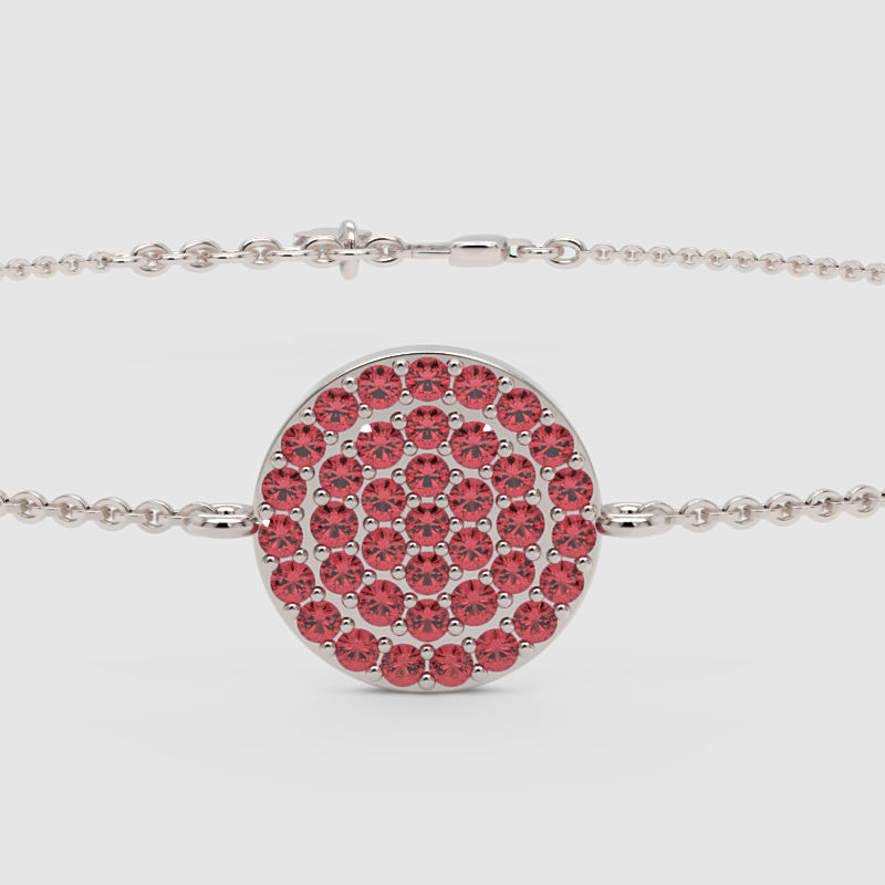 Pav Red Crystal Disc Chain Bracelet - One