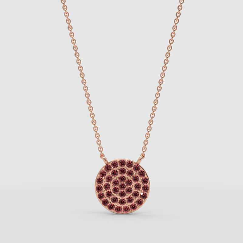 Ruby Pav Disc Pendant Necklace With Ball Chain - One