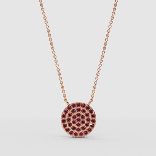 Ruby Pav Disc Pendant Necklace With Ball Chain - One