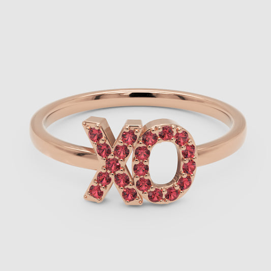 XO Hugs and Kisses Ruby Pav Ring