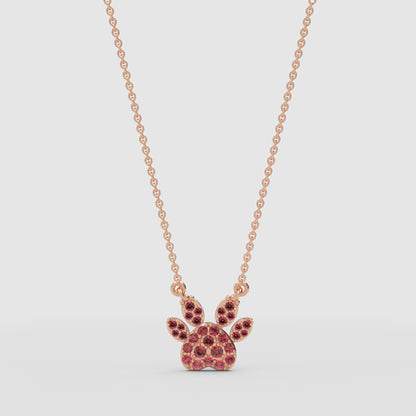 Pink Crystal Paw Print Pendant Necklace - One