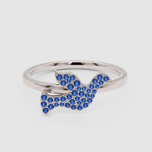 Blue Sapphire Butterfly Pav Ring