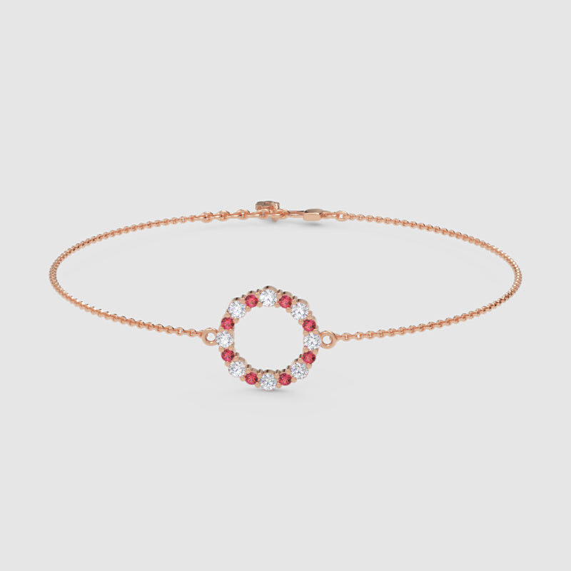 Ruby And Diamond Open Circle Bracelet - One