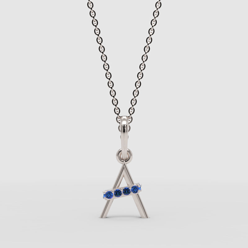 Blue Sapphire Triangle Pendant Necklace - One