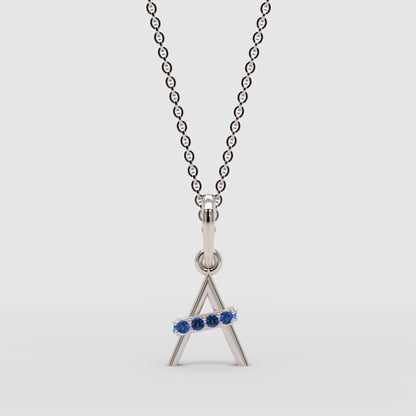 Blue Sapphire Triangle Pendant Necklace - One