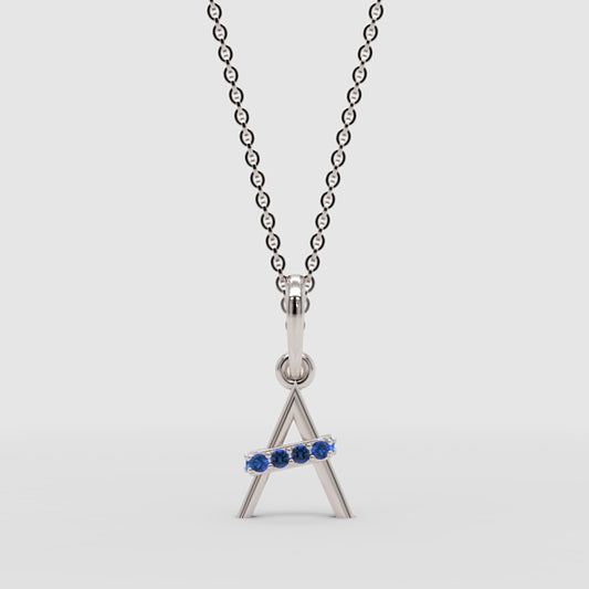 Blue Sapphire Triangle Pendant Necklace