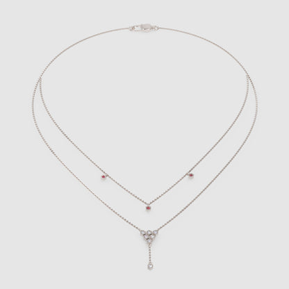 Layered Honeycomb Ruby And Diamond Lariat Necklace - Five