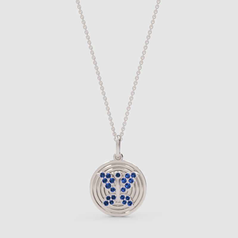 Blue Sapphire Gemini Zodiac Constellation Pendant Necklace - One