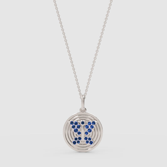 Blue Sapphire Gemini Zodiac Constellation Pendant Necklace - One