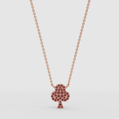 Ruby Pav Club Pendant Necklace With Ball Chain - One