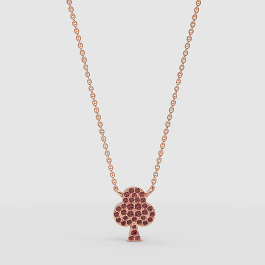 Ruby Pav Club Pendant Necklace With Ball Chain - One